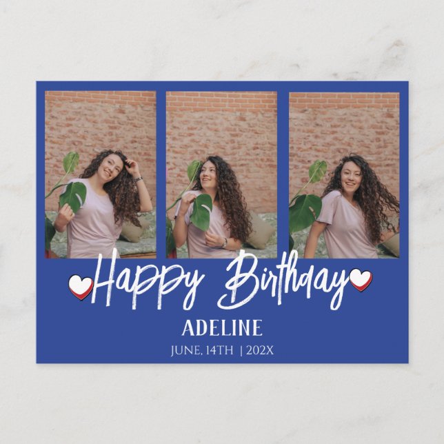 Postal Fotografía personalizada y sencilla de tres años (Anverso)