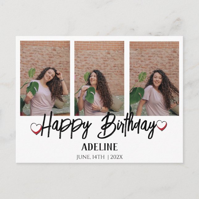 Postal Fotografía personalizada y sencilla de tres años (Anverso)