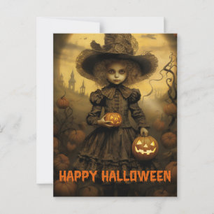 Postal Fotografía retro victoriana Halloween mala bruja
