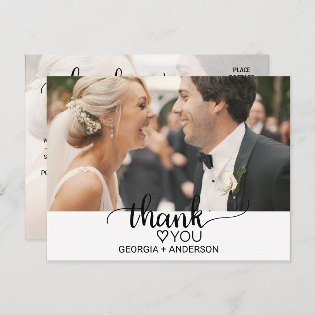 Postal Fotografía simple de caligrafía negra gracias (Anverso / Reverso)