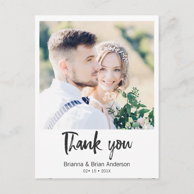 Postal Fotografía simple de caligrafía negra gracias post (Anverso)