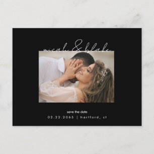 Postal Fotografía simple y elegante Boda negra salva la f