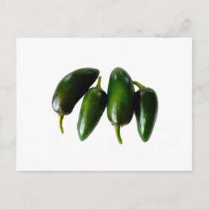 Postal Fotografía verde de cuatro pimientos jalapeno