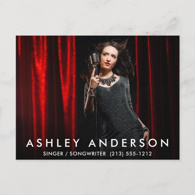 Postal fotográfica completa de cantante (Anverso)