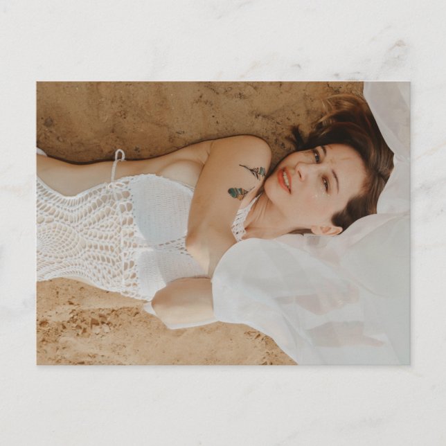 Postal fotográfica de belleza de la playa (Anverso)