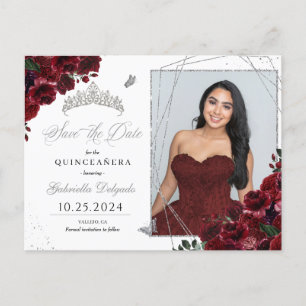 Postal fotográfica de Borgoña y Plata Tiara Quince