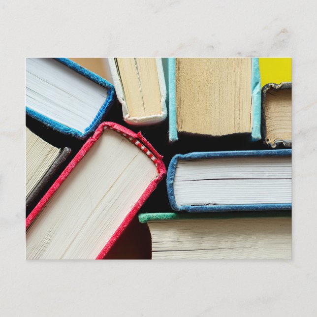 Postal fotográfica de espinas de libros (Anverso)