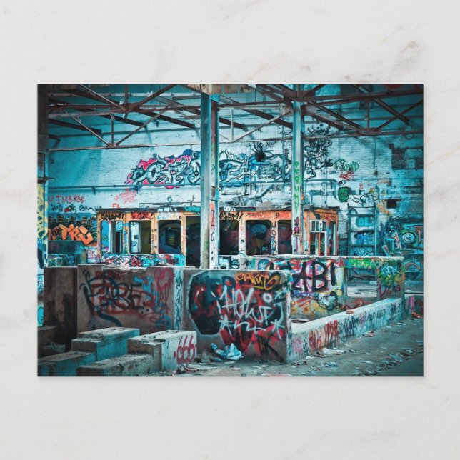 Postal fotográfica de fábrica abandonada (Anverso)