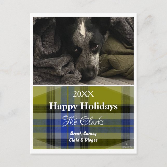 Postal fotográfica de Navidades con placa verde -  (Anverso)