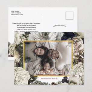 Postal fotográfica de Navidades florales de época