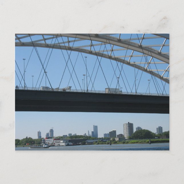 Postal fotográfica de puente de Rotterdam sobre rí (Anverso)