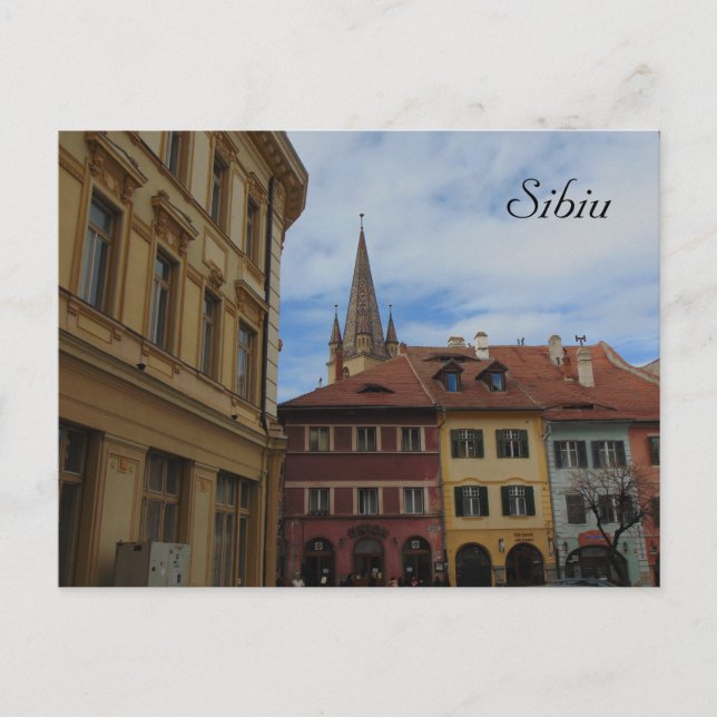 Postal fotográfica de Sibiu Rumanía (Anverso)