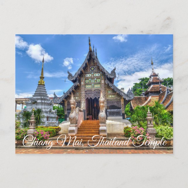 Postal fotográfica del templo de Chiang Mai en Tai (Anverso)