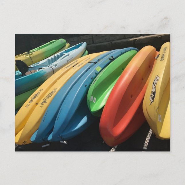 Postal fotográfica "Kayaks coloridos" (Anverso)