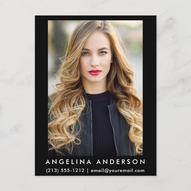 Postal fotográfica modelo actor - negro (Anverso)