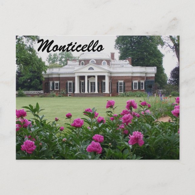 Postal fotográfica Monticello con flores (Anverso)