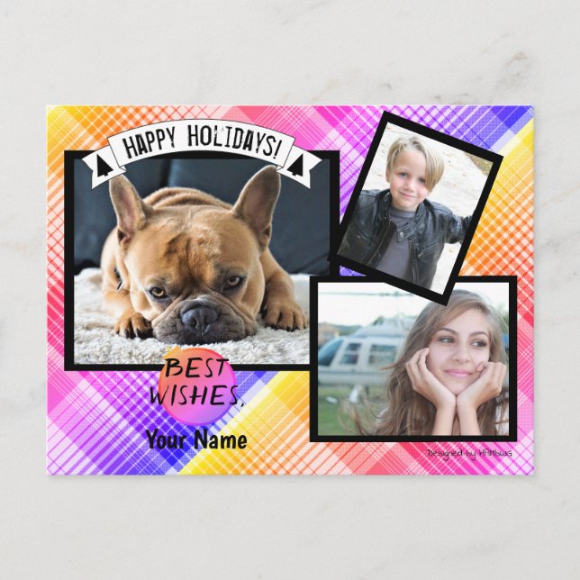 Postal fotográfica navidad con placa arcoiris HAMb (Anverso)