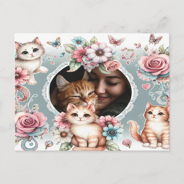 Postal fotográfica personalizado para gatos y aman (Anverso)