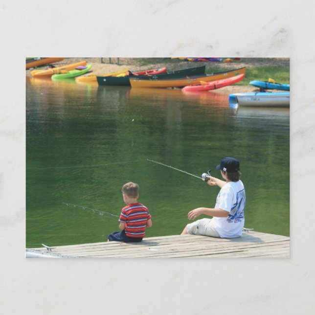Postal fotográfica "Pesca en el lago" (Anverso)