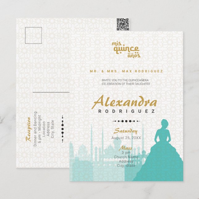 Postal fotográfica Turquoise & Gold Arabian (Anverso / Reverso)