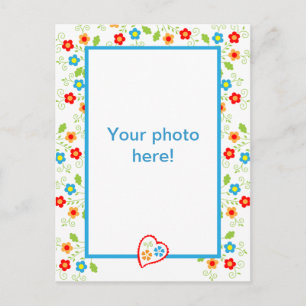 Postal Fotograma con corazón y flores