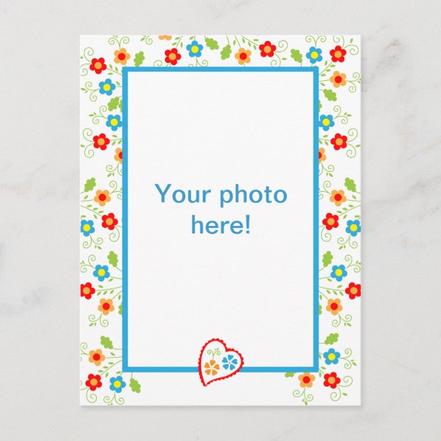 Postal Fotograma con corazón y flores (Anverso)