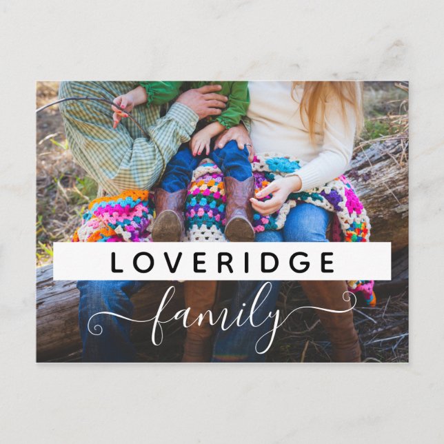 Postal Fotomontaje Personalizado de Monograma de Apellido (Anverso)