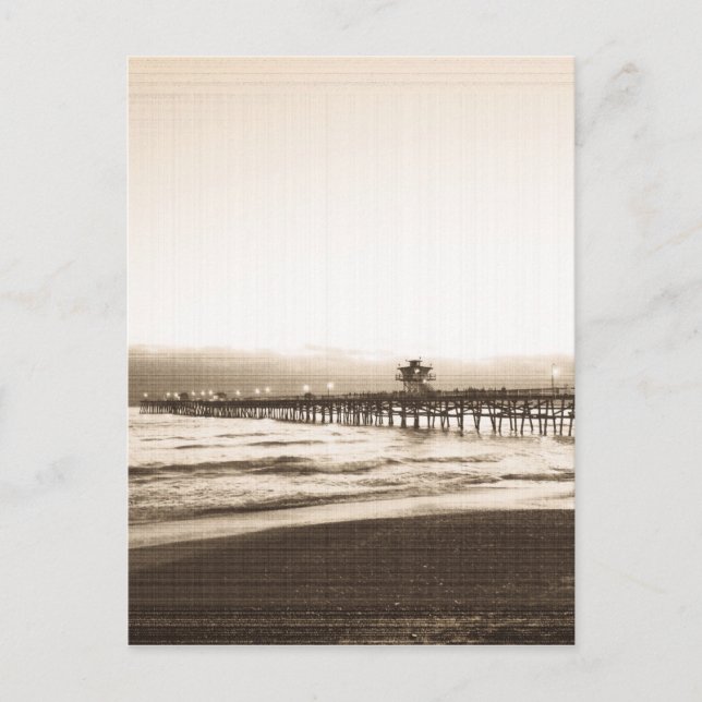 Postal fotomueto del muelle de San Clemente playa de Cali (Anverso)