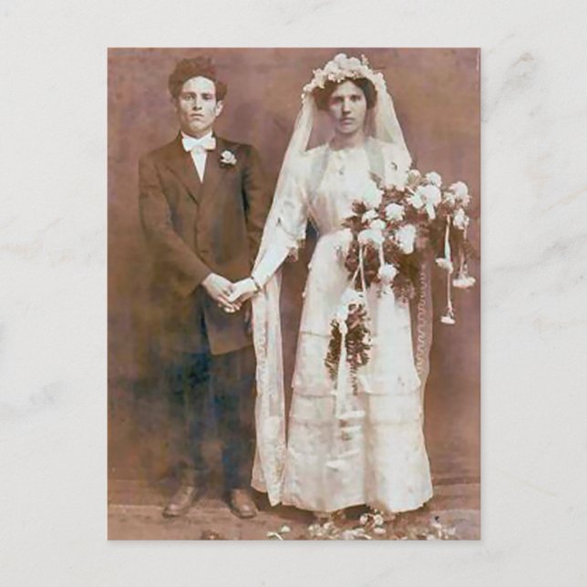 Postal Fotos antiguas de novias románticas y de Groom (Anverso)