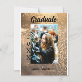 Postal Fotos con brillo dorado para graduación con nombre