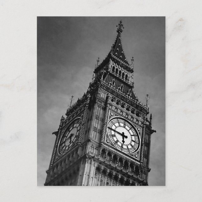 Postal Fotos de arte de viajes del Big Ben Europe negro y (Anverso)