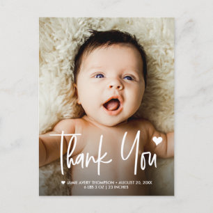 Postal Fotos de bebé Agradecimiento Corazón Anuncio de na
