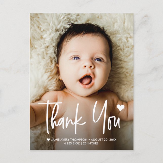 Postal Fotos de bebé Agradecimiento Corazón Anuncio de na (Anverso)