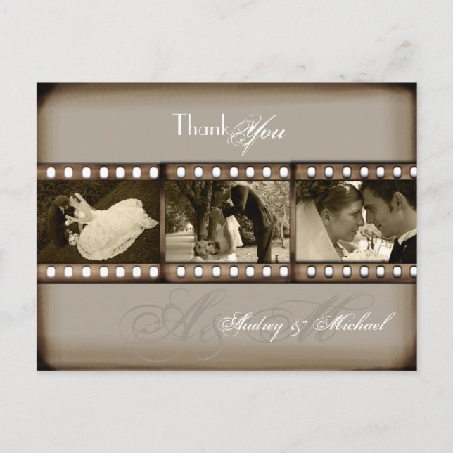 Postal Fotos de la boda de la época de PixDezines Gracias (Anverso)