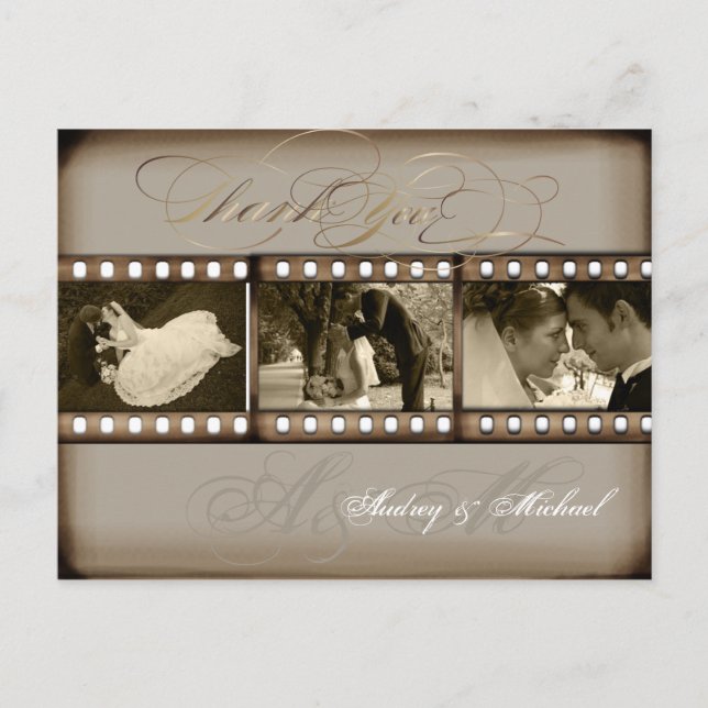 Postal Fotos de la boda de la época de PixDezines Gracias (Anverso)
