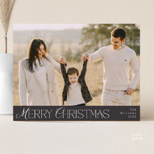 Postal Fotos de la familia Feliz Navidad, elegante modern