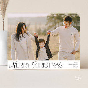 Postal Fotos de la familia Feliz Navidad, elegante modern