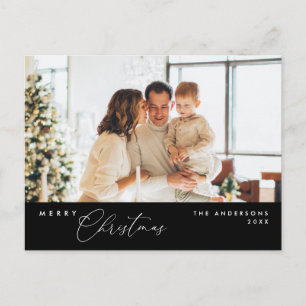 Postal Fotos de la familia Feliz Navidad, Romántico moder