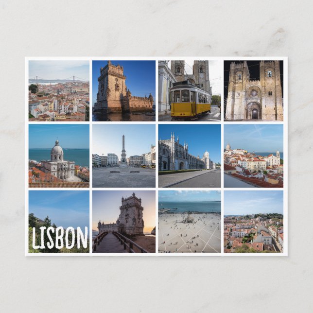Postal Fotos de Lisboa mosaico, Portugal (Anverso)