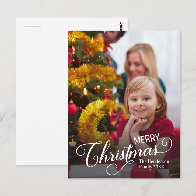 Postal Fotos de Personalizado simple de Feliz Navidad (Anverso / Reverso)