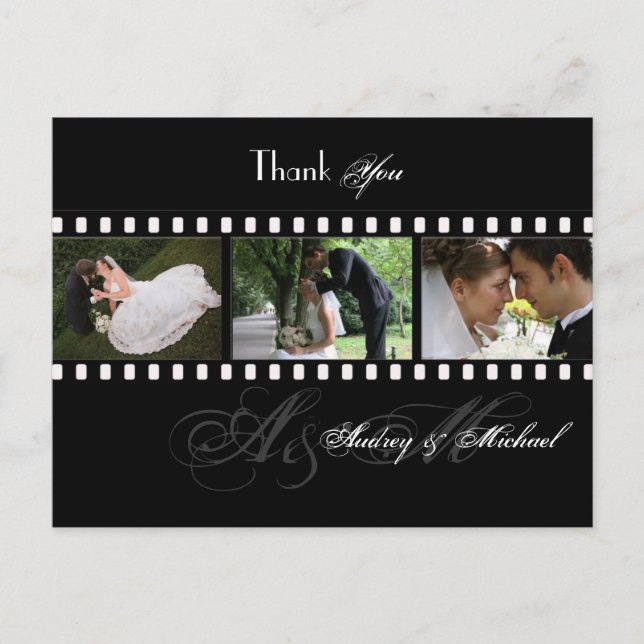 Postal FOTOS DEL BODA DE FILMSTRIP de PixDezines GRACIAS (Anverso)