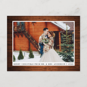 Postal Fotos del Boda de Madera Rusa de Feliz Navidad