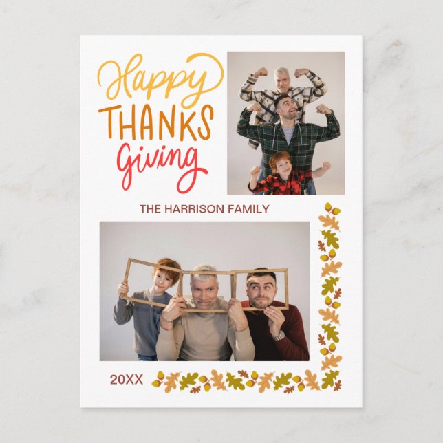 Postal Fotos del Día de Acción de Gracias Fall Turkey (Anverso)