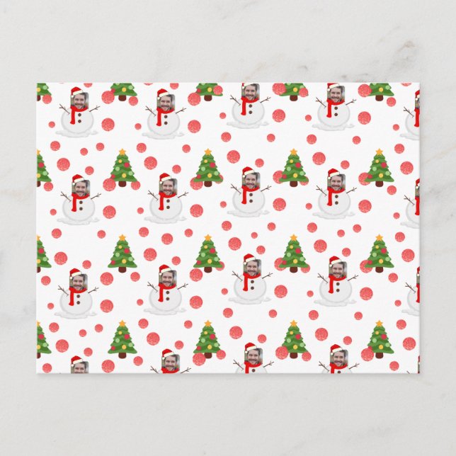 Postal Fotos divertidas de cara Navidades de Snowman pers (Anverso)