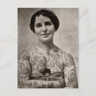 Postal Fotos en blanco y negro de Tattoooed Women Vintage