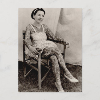 Postal Fotos en blanco y negro de Tattoooed Women Vintage