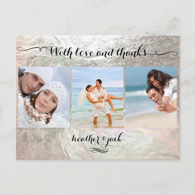 Postal Fotos falsas de plata/boda de PixDezines gracias (Anverso)