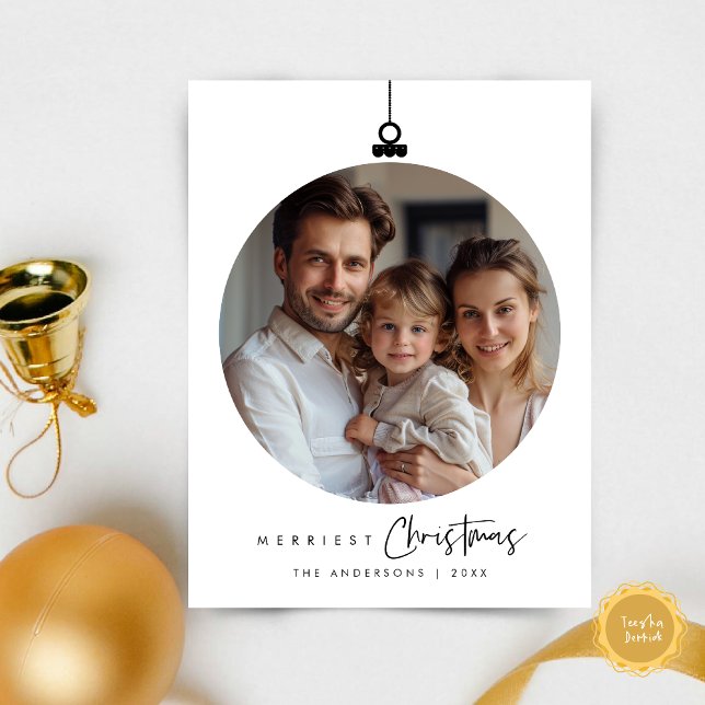 Postal Fotos familiares de Navidades más graciosos, baile (Merriest Christmas Family Photo, Season Greeting Wishes Ball Layover Postcard)