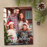 Postal Fotos familiares Guión de pincel moderno Felices v<br><div class="desc">Guión de pincel moderno Felices vacaciones Familia postal</div>
