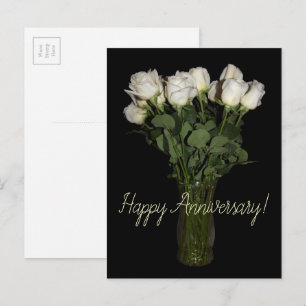 Postal Fotos florales de Rosas Blancas Feliz Aniversario